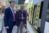 Melbourne tram passenger with guide dog